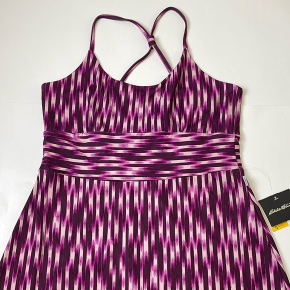 NWT Eddie Bauer Women’s Space Dyed Aster Cranberry Maxi Dress Size L Racer Back - Picture 3 of 16